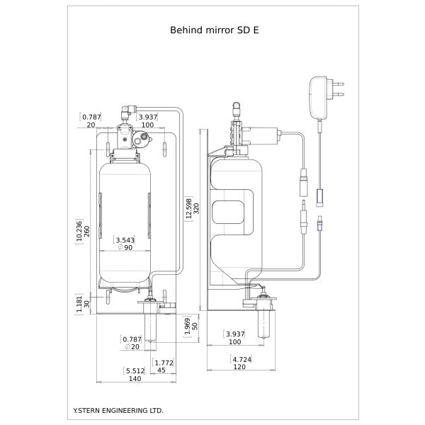 Dimensional Drawing - Touchless Automatic Soap Dispenser - Behind_mirror_SD_E-pdf