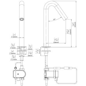 Dimensional Drawing - Touchless Deck Faucet - Csaba-B-drawing