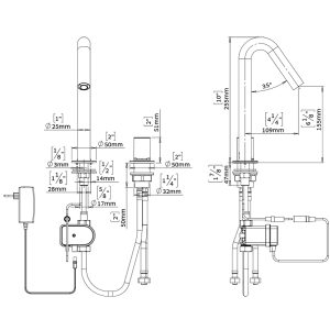 Dimensional Drawing - Touchless Deck Faucet - Csaba1000E-drawing