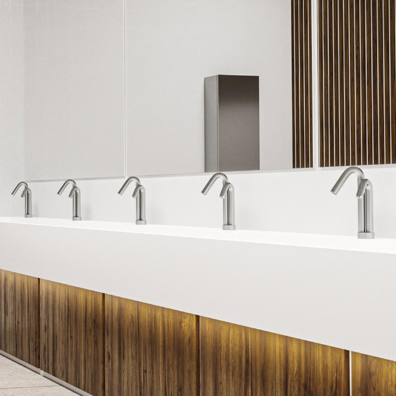 Touch-free deck-mounted electronic faucet and soap dispenser in a single unit Csaba 2-in-1 Grifo y Dispensador de jabón Libres De Contacto