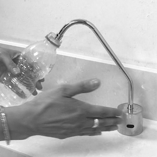 Touchless Faucets - Deck Mounted Bathroom Faucet - Touch free electronic glass or bottle filler faucet - Cool_TF-E-B_filling-bottle