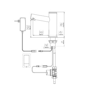 Touch free electronic faucet for deck mounted installations dimensional drawing Elite AISI 316 Grifo Electrónico