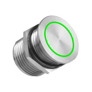 Basic Piezo Switch (BPS) Green Illumination - Basic Piezo Switch Electronically operated normally open piezo switch. Available in Aluminum or stainless steel body, Green LED indication