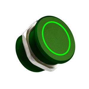 Basic Piezo Switch (BPS) Red-Green Illumination Green Anodized - Basic Piezo Switch Electronically operated always open piezo switch. Aluminum, Green anodized body. Red and Green LED indications