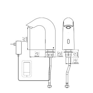 Dibujo dimensional Grifo electrónico sin contacto para instalaciones en cubierta Classic E B AB 1953