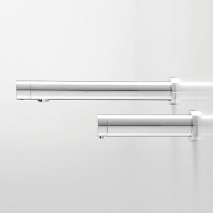 D28 Box Grifo Electrónico Libres De Contacto - Wall Mounted Bathroom Faucet - Touch free electronic faucet for wall mounted installations D28 Box with Tubular Soap Dispenser