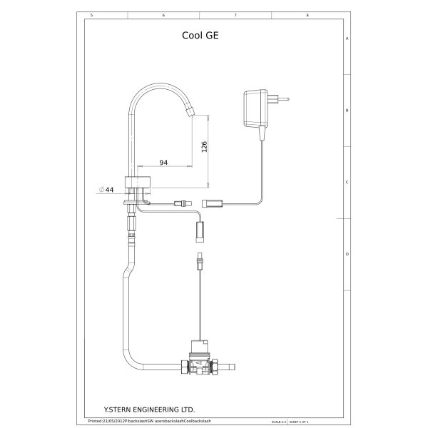 Dimensional Drawing - Touch Faucet - Cool G self closing electronic bottle filler Cool_GE-pdf