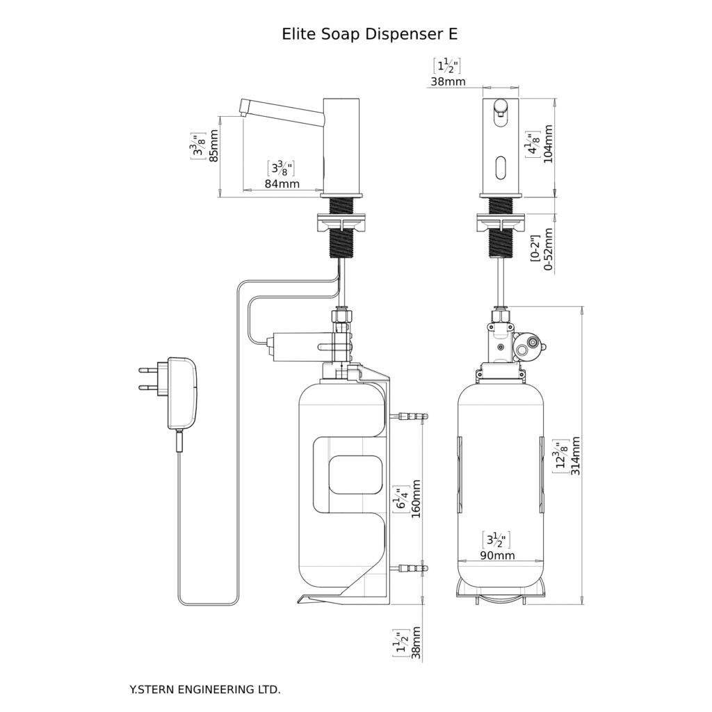 Dimensional Drawing - Touchless Automatic Soap Dispenser - Elite Dispensador automático de jabón