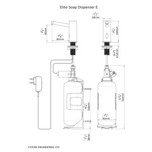 Dimensional Drawing - Touchless Automatic Soap Dispenser - Elite Dispensador automático de jabón