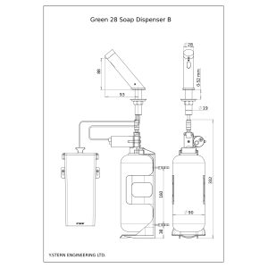 Dimensional Drawing - Touchless Automatic Soap Dispenser - Green 28 dispensador de jabón sin contacto