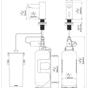 Dimensional Drawing - Touchless Automatic Soap Dispenser - Trendy Dispensador automático de jabón