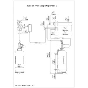 Dimensional Drawing Touchless Automatic Soap Dispenser Tubular Prox Soap Dispenser E