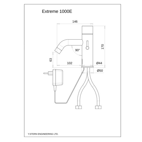 Dimensional Drawing - Touchless Deck Faucet - Extreme_1000E-pdf