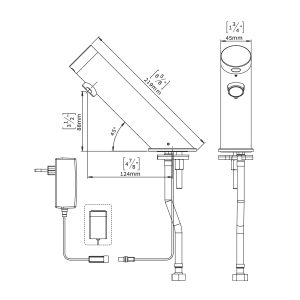 Dimensional Drawing - Touchless Deck Faucet - Green-AB1953_E_B_drawing