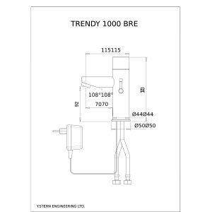 Dimensional Drawing - Touchless Deck Faucet - Trendy_1000_BRE-pdf