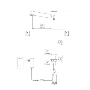 Touch free electronic faucet for deck mounted installations Elite 1000 Plus L Grifo Electrónico