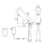 Green Time 1000 AB 1953 Grifo Electrónico Touch-operated self-closing electronic lavatory faucet - Green Time 1000 AB 1953 Dimensional Drawing