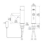 Grifo electrónico termostático y sin contacto para instalaciones en cubierta Dibujo dimensional de Trendy-1000T