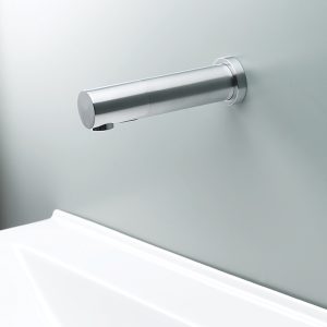 Tubular 2030 Grifo Electrónico Libres De Contacto - Wall Mounted Bathroom Faucet - Touch free electronic faucet for brick wall installations Tubular 2030 E-B
