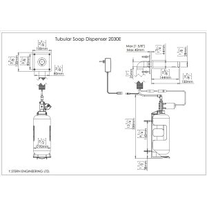Tubular soap dispenser 2030E Dimesional Drawing