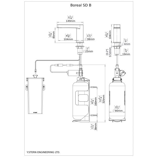 Boreal Automatic Soap Dispenser B - Dimensional Drawing